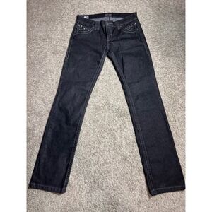 S&P Women Dark Wash Rhinestone Embellished Low‎ Rise Straight Leg Jeans Size 29